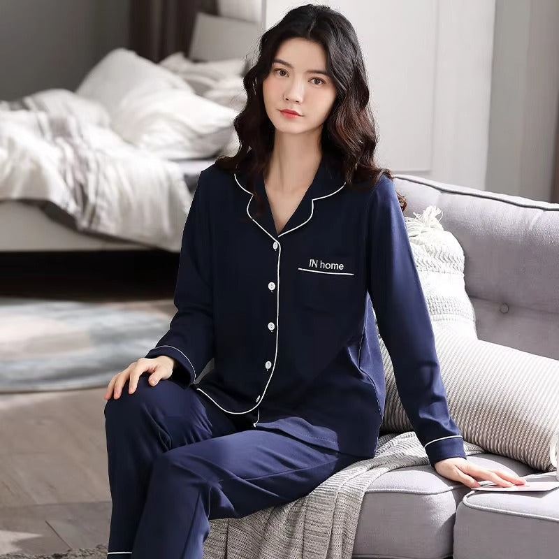 100% Cotton Long Sleeve Sleepwear Set for Women
