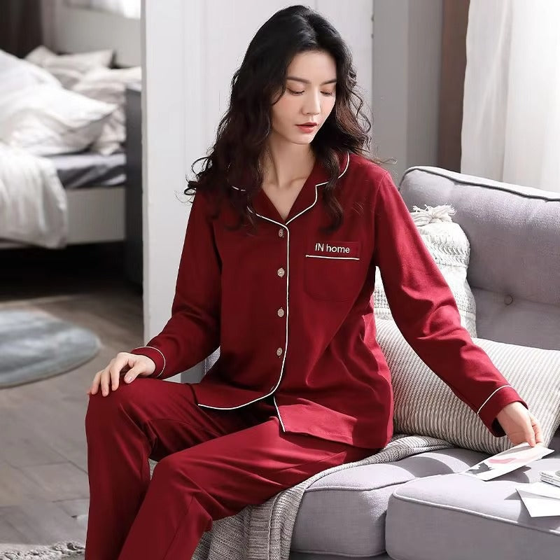 100% Cotton Long Sleeve Sleepwear Set for Women
